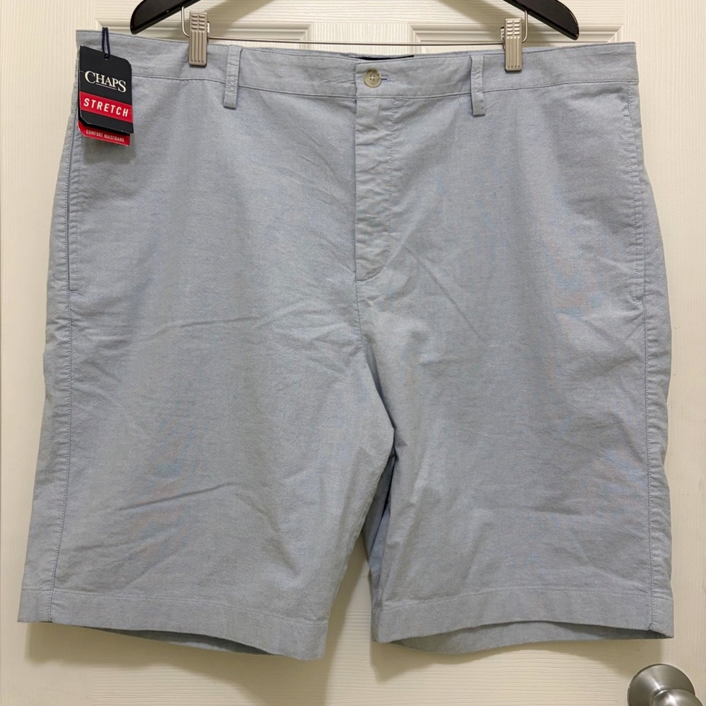 NEW Chaps Comfort Waistband Shorts Sz 42 Blue Chino Stretch Flat Front 10 Inseam